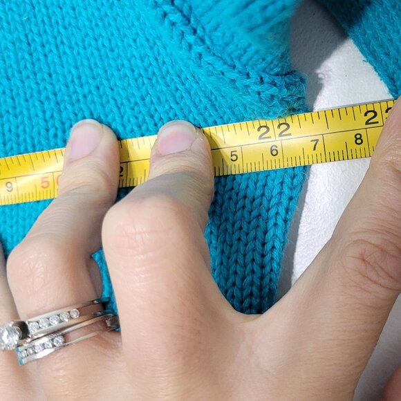 Vintage LizSport Blue Short Sleeve 100% Cotton Collared Pocket Retro Sweater Y2K - Picture 11 of 12